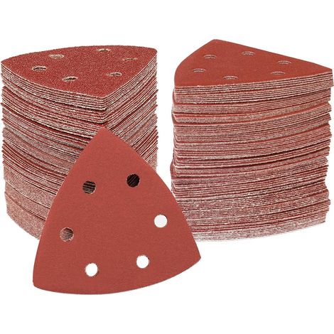 Triangle de Poncage 70 Triangles Abrasifs Autoagrippants 6 trous grain 150 Lot de papier a poncer triangle abrasif triangulaire pour ponceuse triangle (1/5)