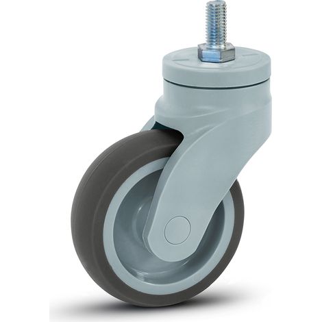 Roulette pivotante - MESO - Plastique gris - Filetage - 100mm - 100kg