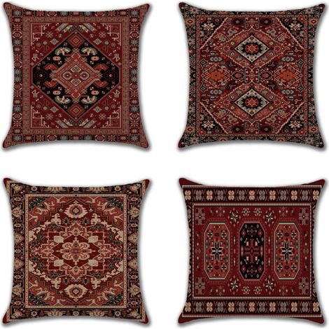 Housses de coussin décoratifs géométriques persans Home Decor Lot de 4 coussins décoratifs ikat oriental 45,7 x 45,7 cm (1/4)