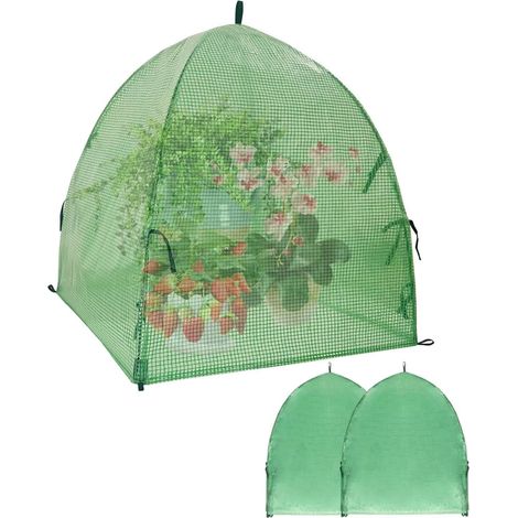 2 Pièces Housses de Protection Contre le Gel pour Plantes, 56CM x 56CM Tente de Jardin Surélevée avec Dôme D'humidité pour Germination Propagation Semis Protection Plantes Contre Animaux (Vert) (1/5)