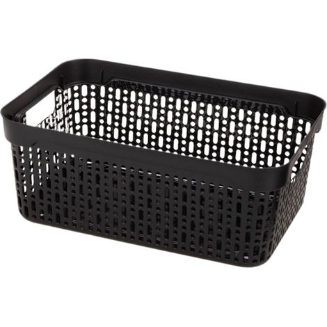Cestino portaoggetti in plastica per bagno, cucina e ufficio, 30x20x12 cm, nero, Lidia (1/5)