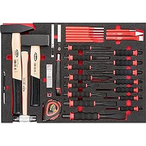 Hammer, chisel and drift pin set ∙ V6817 ∙ L x W x H: 563 mm x 393 mm x 35 mm ∙ Numero utensili: 51