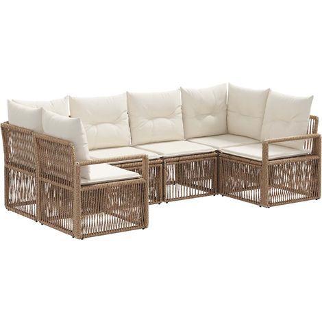 Conjunto de sofás de jardín 6 uds. 6-Número de plazas Beige vidaXL (1/5)