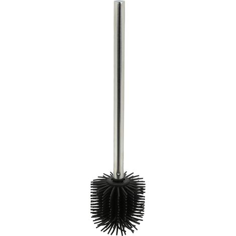Set di 2 scopini WC in silicone igienico per bagno, design classico, 38 x 10 x 10 cm, in acciaio inossidabile nero, 130010554