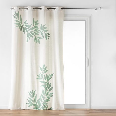 Rideau à Oeillets (140 x 260 cm) Nymphea Vert, Coton & Polyester Imprimé (1/5)