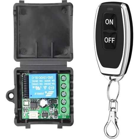 433Mhz Télécommande sans Fil Universelle Interrupteur DC 12V 1CH Module Récepteur Relais RF Transmetteur Momentané Loquet à Bascule pour LED,Pompe,Voiture(émetteurs2 Boutons+1Récepteur 1CH) (1/5)