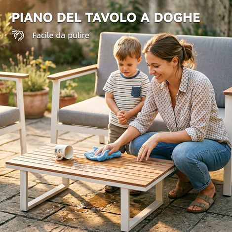 Canapé de jardin avec 2 fauteuils, table basse et assise : ensemble 4 pièces pour terrasse. (1/5)