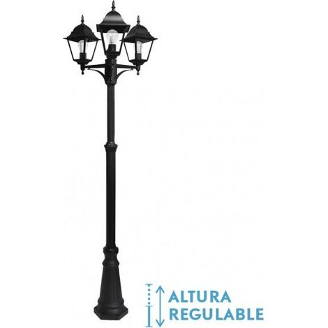 Spica 3xe27 nero lampione da esterno in alluminio spica 3xe27 nero ip44 220x62x62 cm regolabile in altezza (1/3)