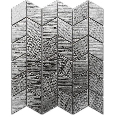 Ilcom mosaico in vetro su rete per bagno e cucina 26.5 cm x 30.5cm - Silver tulip chevron (1/4)