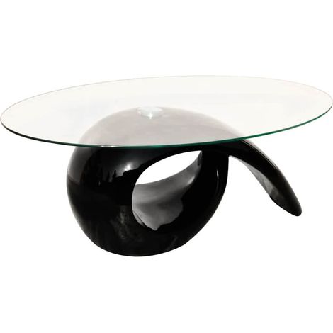 Maison Exclusive - Couchtisch mit ovaler Glasplatte Hochglanz Sch (1/4)