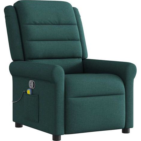 Fauteuil de massage inclinable en tissu vert foncé (1/5)