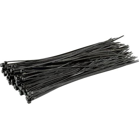 Lange, robuste silberne Kabelbinder, 370 mm x 4,8 mm, 100er-Packung, mit hochwertigem Nylon-Reißverschluss (200 mm x 2,5 mm), Schwarz