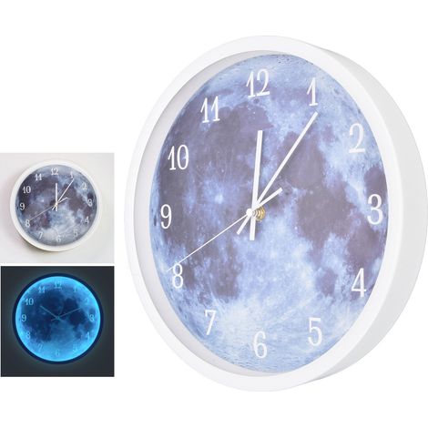 Un aperçu de la Voie lactée : Horloge murale Lune bleue, Horloge murale lumineuse, Horloge lumineuse (1/5)
