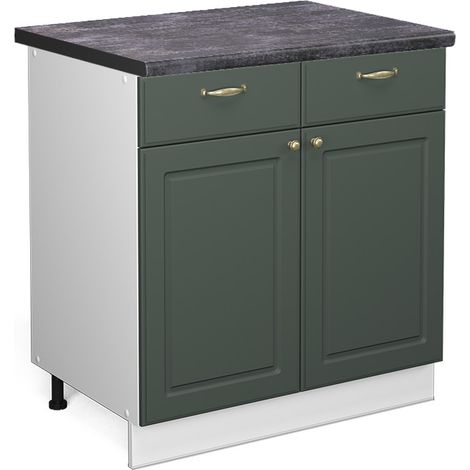 Mobiletto base per cucina Fame-Line, Verde-oro rustico, 80 cm , PL Antracite, Vicco