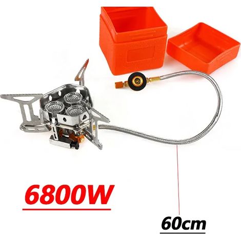Réchaud à gaz portable d'extérieur 5800W 6800W à trois brûleurs, coupe-vent, pliable et ultraléger, idéal pour les pique-niques et le camping. (1/5)