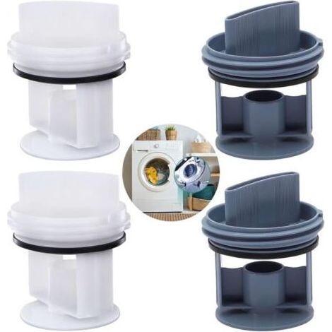 Lot de 4 filtres à peluches - Pièces de rechange pour la plupart des modèles de machine à laver et sèche-linge (bleu/blanc) (1/4)