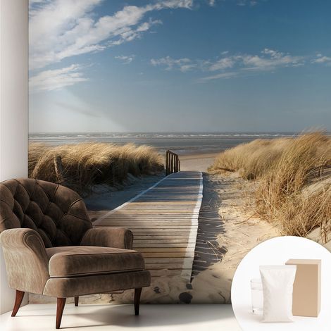 Papier peint intissé pour salon chambre à coucher peint imprimé Installation facile - Colle incluse gratuite Sentier marin 250x250 cm (1/5)