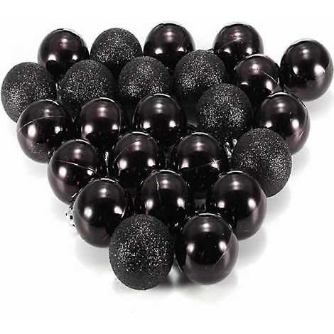 24 boules de Noël à paillettes noires unies, idéales pour décorer un sapin. (1/5)