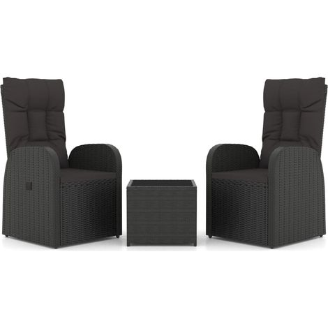 Maison Exclusive - 3-tlg. Garten-Lounge-Set Schwarz Poly Rattan &