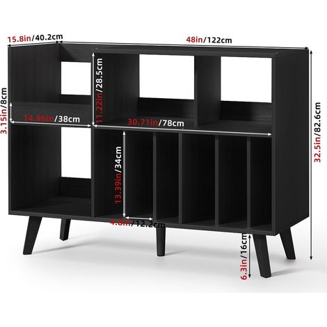 Large Record Player Stand, Turntable Stand with Storage, Vinyl Holder with Display Area, Record Player Table Holds Up to 450 Albums for Music Room & Living Room (1/4)