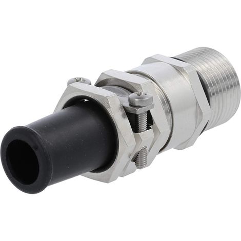 Verschraubung mit Biegeschutz PG13,5x1,41 ZBK-13/3L Sechskant-Zwischenstutzen Messing (CuZn) vernickelt Gewindelänge 15,0mm - 1 Stück (1/3)