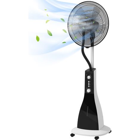 Ventilateur 2 en 1 avec humidificateur 3 vitesses minuterie réservoir 3 L 44,5 x 38,5 x 120 cm noir