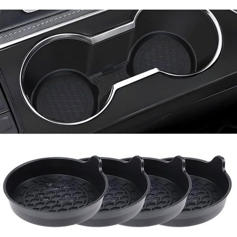 Inserti in silicone per portabicchieri auto. Inserti universali antiscivolo per interni auto (per uomo e donna). 4 pezzi, neri. (1/5)