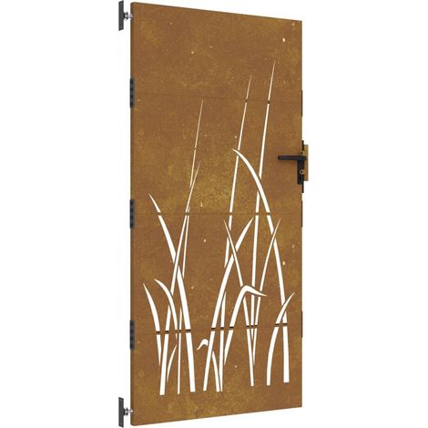 Vidaxl – Portail de jardin 85x200 cm acier corten – Système verrouillable – Design découpé au laser – Couleur rouillée