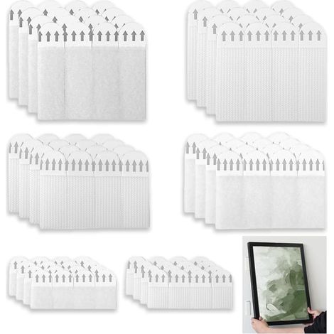 36Paires Languettes Accroches Tableaux sans Percer, Bandes Suspension Résistantes à l'Eau Attaches Amovibles Autocollant Pour Accrocher Des Cadres (1/5)