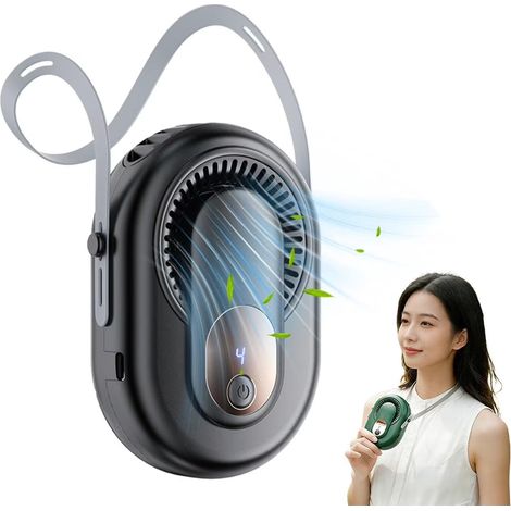 Tragbarer Gürtelventilator 5 Geschwindigkeiten – persönlicher Luftkühler 3500 mAh, LED Display, Type-C Ladefunktion, freihändig für Camping, Arbeit & Reisen (1/5)