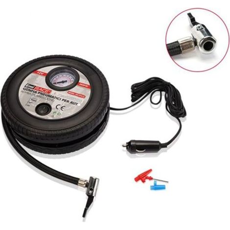 Compresseur d'air portable, gonfleur de pneus 12 V CC, avec manomètre analogique (1/4)