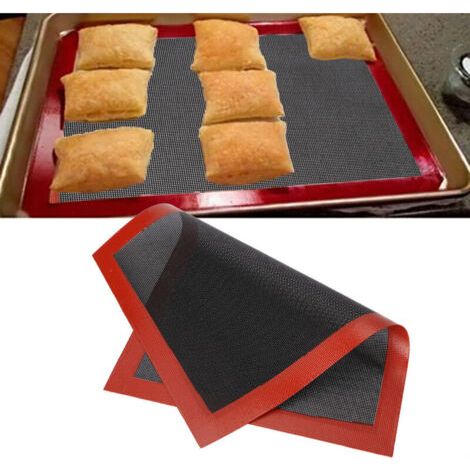 Pair Emballé avec un tapis de four en silicone microporeux, un tapis de cuisson réutilisable antiadhésif double face résistant à la chaleur, adapté aux macarons, soufflés, pizza (1/4)