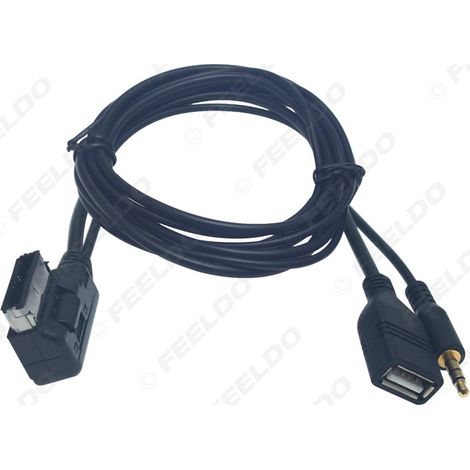 Compatible avec l'interface Volkswagen Audi S5 Q5 MDI AMI MMI, câble audio USB + AUX 3,5 mm et câble de chargement.
