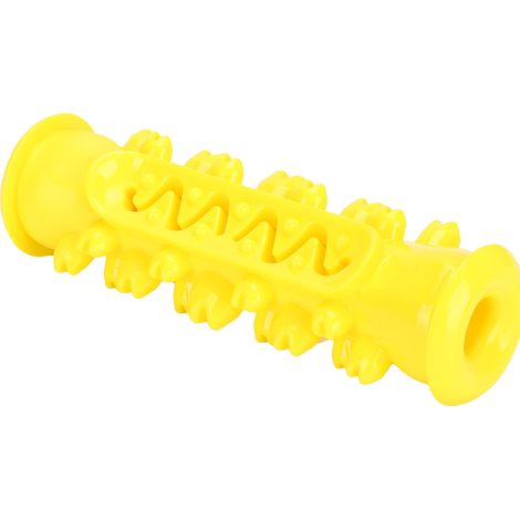 Jouet de brosse à dents pour chien en TPR, sécuritaire, pour le nettoyage des molaires et l'entraînement (jaune). (1/5)