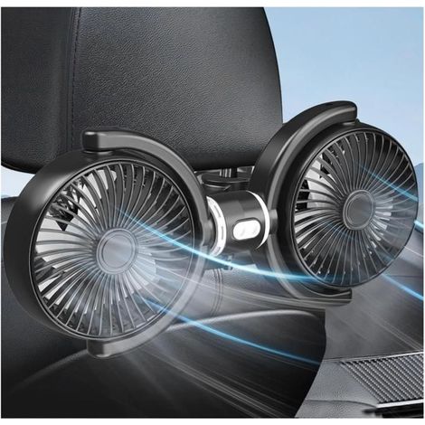 Ventilateur Voiture à Double Tête, Ventilateur USB Portable pour Siège Arrière, 3 vitesses réglables, rotation à 360° Enfants,Animal (1/5)