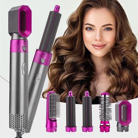 Brosse Sèche-Cheveux 5 en 1 Multifonctionnel Styler À Air Chaud pour Cheveux Bouclés Sèche-Cheveux Peigne Portable sans A577 (1/4)