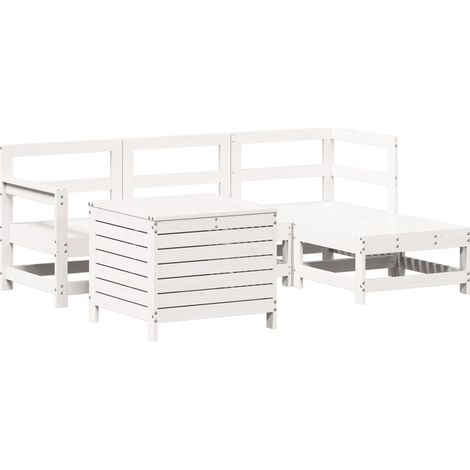 Maison Exclusive - Set Salotto da Giardino 5 pz Bianco in Legno Massello di Pino