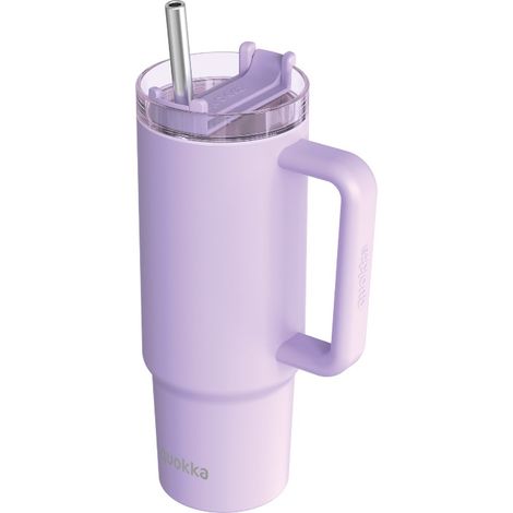 Mug isotherme Quokka Stream 950 ml en acier inoxydable avec paille (violet) (1/3)