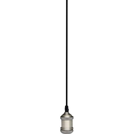 Cable pendant portabombillas Vintage Nickel, cable textil, casquillo E27 cable textil 1metro (1/4)
