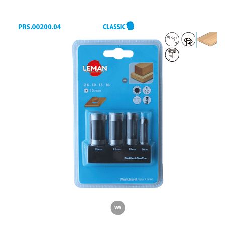 Leman – Mèche à bois pour perceuse – Lot de 4 mèches à bouchonner acier – Ø6-10-13-16 mm – Pour bouchons en bois dur