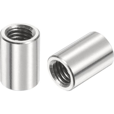 6pcs Manchon Fileté Rond M10 en Acier Inoxydable 304, Écrous Ronds d'Accouplement Connecteurs et Mécaniques Longueur 20mm, Manchon Tige Barre Écrou à Tige pour Support, M10x20x14mm (1/5)