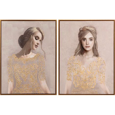 2er Set Damenbilder mit Goldrahmen 60x4x80 cm (1/3)