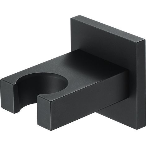 Schwarzer Handbrausehalter, Duschkopfhalter aus Messing, Wandbrausehalter, rechteckiger Duschkopfhalter, Schwarz (1/4)