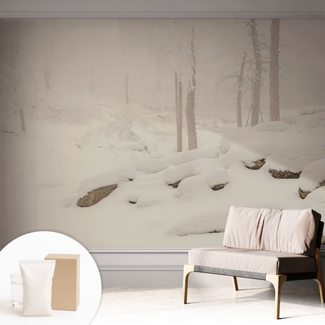Fototapete Vliestapete mit Kleber - modern Wohnzimmer - Wanddekoration - einfach anzubringen Schneewald 312x219 cm (1/5)