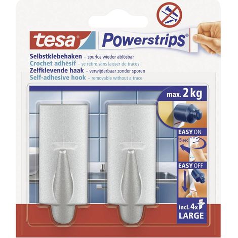 Crochet tesa Powerstrips® large Trend tesa 58055-00004-20 chrome (mat) 2 pc(s) Y445581 (1/2)