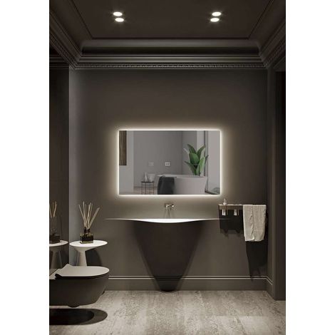 Miroirs avec lumière LED pour salle de bain, Miroir rond, rétroéclairé, lumière froide, Miroir pour chambre, dressing - Mesure - Ø 100 CM (1/5)