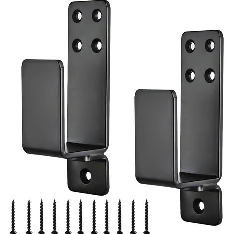 Noir 2 Pièces Supports de Serrure de Porte Pour Bois 2 X 4, Supports de Barricade de Porte épaissie et Résistante, Supports en U en Acier au Carbone.