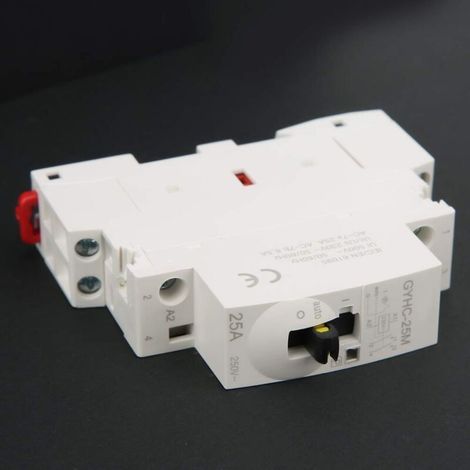 Contacteur AC Contacteur DIN Silencieux 25A, ContactorRail Interrupteur Domestique à 4 Positions Contacteur AC avec Interrupteur de Commande Manuel 2P 25A 220V 50Hz (2NON) (1/5)