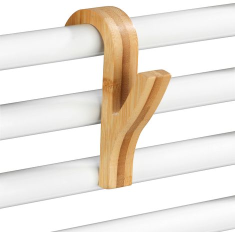 Crochet serviette WENKO bambou naturel 6 pièces salle de bain crochet radiateur serviette accessoires salle de bain bambou pratique et élégant pour un rangement optimal dimensions 2 x 10,5 x 7 cm