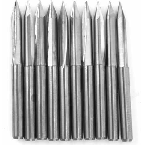 10 pièces Fraises en Carbure 3.175mm pour Gravure sur Bois et Sculpture, Angle 30° X 0.2mm (1/5)